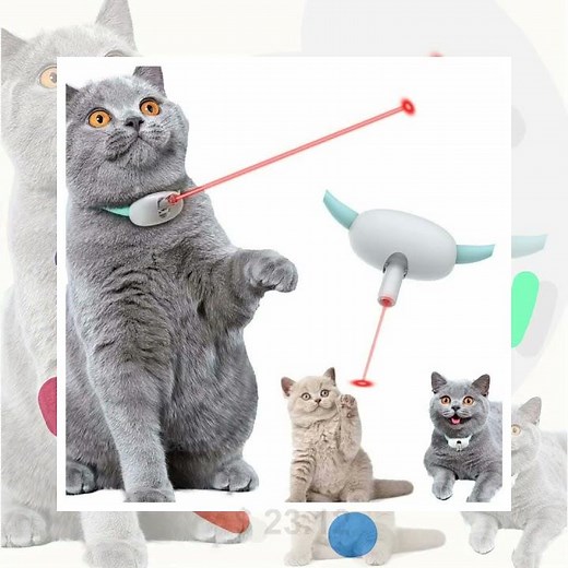 Automatic Cat Toy Smart Laser Teasing Cat Collar Electric USB Charging Kitten Amusing Toys Intera...