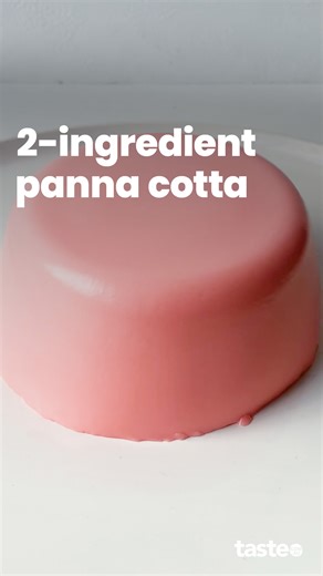 Here’s how to make a luscious panna cotta with just two ingredients and a few minutes prep. We used strawberry flavoured jelly crystals in this version, but you could use any flavour jelly you like! If you'd like this recipe, Google 'Taste 2-ingredient panna cotta'. Recipe by @elisa_pie | Taste.com.au