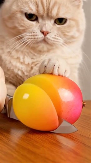 Cute Cat Cutting Mango Fruit ASRM Video | Ai Cat Videos | Satisfying Videos #aivideo #cat #cuteanim