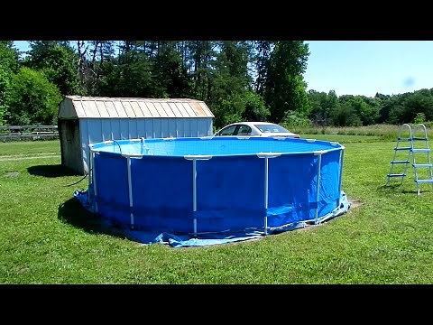 Setting up our inexpensive Intex swimming pool.