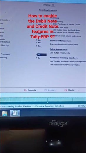 How to enable the Debit Note and Credit Note features in Tally.ERP 9?#shortvideo #family #computer