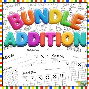 Addition Practice Math Coloring Pages & Games Kindergarten 1st 2nd 3rd BUNDLE