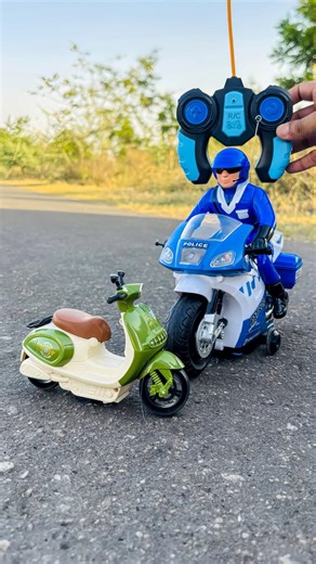 New Remote Control Police Bike Toy vs RC Scooter 🚔🔥