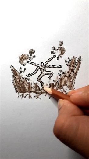 Drawing stickman punching rocks. #art #drawing #stickman #fyp pt.6