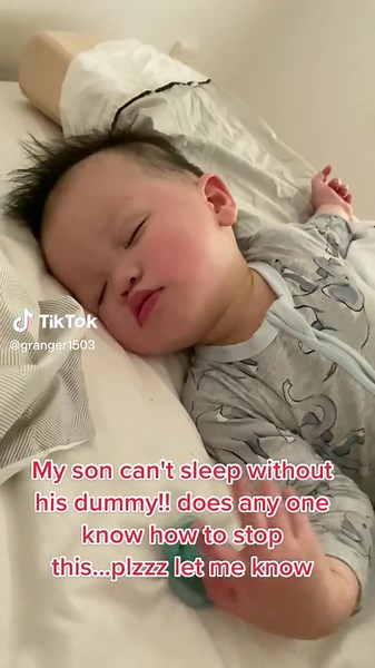 My son can't sleep without his dummy!! Does any one know how to stop this... pls let me know!!!! #baby #granger