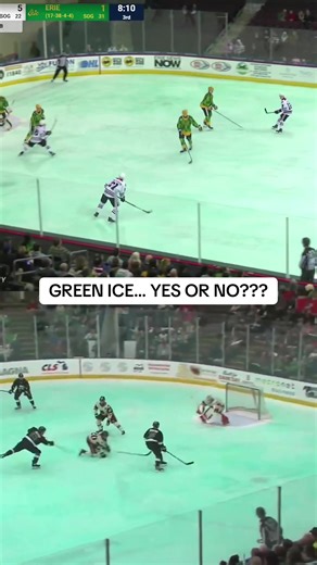 Be honest… does green ice kinda go hard?? @ECHL @Ontario Hockey League @Kalamazoo Wings @Erie Otters #echl #ohl #hockey