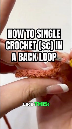 How to single crochet in a back loop #beginnercrochet #beginnersstitch #crochetinstructions