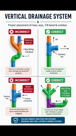 Vertical Drainage System | Placement of Wye Tees and Bends #Shorts