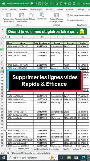 Supprimer les lignes vides dans Excel facilement