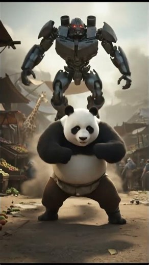 Panda vs Robot | Brave Panda Protection story #panda #cuteanimals #cute #youtubeshorts #funny