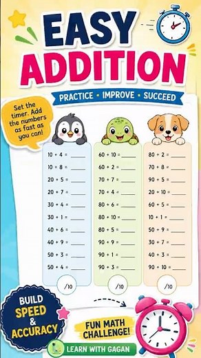 Master Addition with This Fun & Engaging Math Worksheet | Build Speed & Accuracy