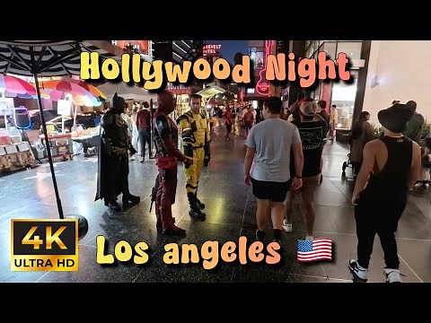 Hollywood Boulevard Night walking tour in Los Angeles, California USA [4K Video] - Vlog&Travel Guide