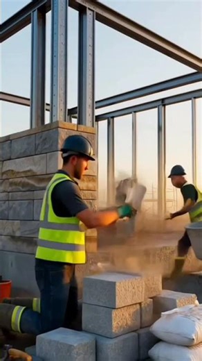 Blueprint → Steel & Stone Modern House#ModernStoneHouse #SteelAndStone #3DConstruction