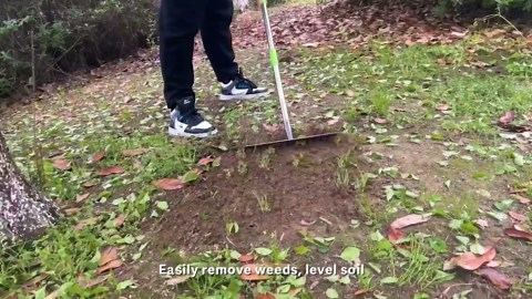 Joyhalo Rake for Leaves, 14 Tines Rakes for Gardening, Adjustable Length from 30.5 to 57 Inch Bow Rake, Metal Rakes for Gardening, Leveling, Loosening Soil