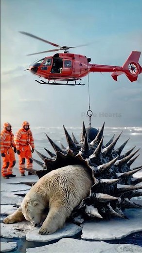 Never Seen Before! Polar Bear Swallowed by a Giant Shell?! 😱❄️ #animalrescue #polarbearrescue