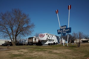 Entrance to the Christ's Outpost RV (recreational vehicle) Park in Claremore, Oklahoma