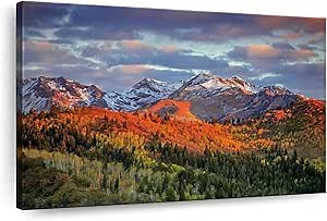 ElephantStock Wasatch Mountain Canvas - 1 Panel Pictures Wall Decor - Nature Wall Art, Mountain Canvas Photography - Mountains Wall Art for Nature Lovers - 30" X 20"