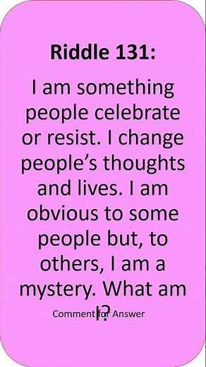 I am something people celebrate or resist. I change people’s thoughts and lives. I am obvious...