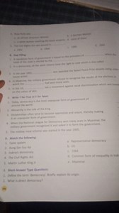 Questions on DemocracyDefine the term 'democracy'. Briefly ex... | Filo