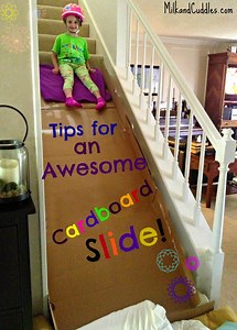 Build a Cardboard Slide on the Stairs!