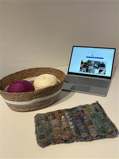 編み物日記📓🧶 ローズパープルとミルキーホワイトを使った - Shoulder bag - #編み物 #編み物日記 #編み物初心者 #ショルダーバック