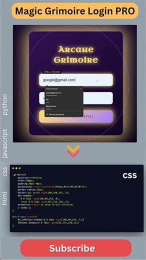 🔥 Magic Grimoire Login UI ✨ Spell Success Popup ⚡ HTML CSS JavaScript #Shorts #WebDesign #Frontend
