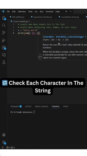 Count Vowels in Python in 1 Line #Shorts