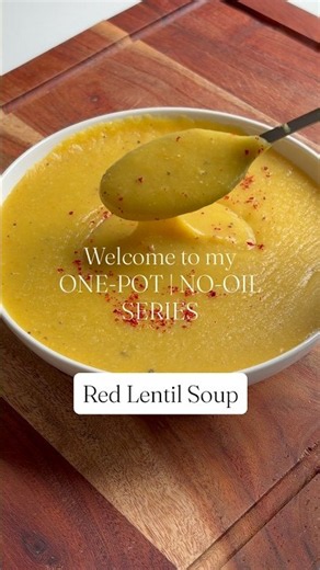 One-Pot Red Lentil Soup 🍲 ( No-Oil | Easy | Quick )