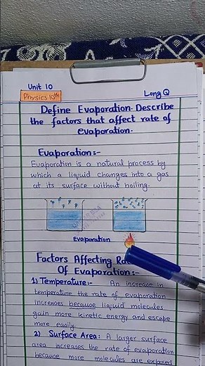 Evaporation and Its Factors | New Book | Physics Class 10th Unit 10