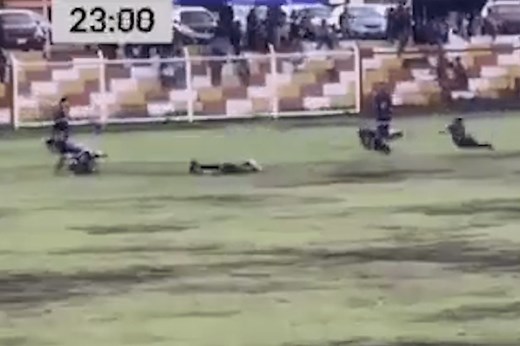 Horrifying moment lightning strikes down soccer players, killing one instantly