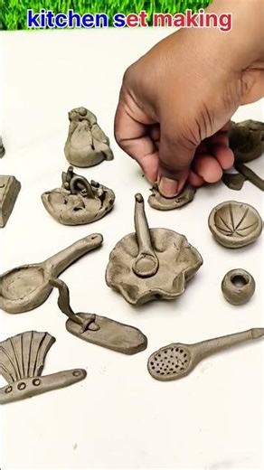 Amezing technique make handmade kitchen set with clay/miniature polymer kitchen set mitti #kitchen