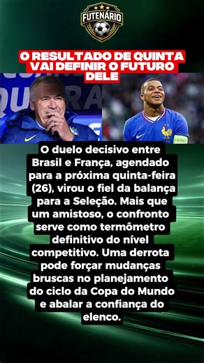 💥 Jogo contra França vira ultimato para Seleção Brasileira