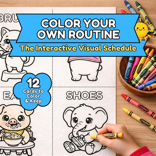Coloring Schedule Daily Rhythm Cards, DIY Behavior Chart, Kids Morning Habit Builder, Interactive Montessori Flow, Speech Therapy Material - Etsy