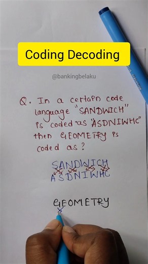 Coding Decoding #reasoningability #codingdecodingtricks #youtubeshorts #viralvideo #education #yt