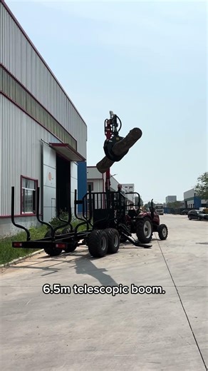 8T Road-Legal Log Trailer | 6.5m Telescopic Crane Lifting 1 Ton#logtrailer#forestrymachines