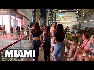 Night in Brickell City Center Miami, Saturday June 2024 4k