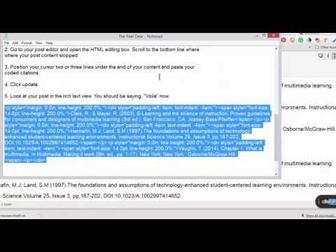APA Reference Formatting in Blackboard
