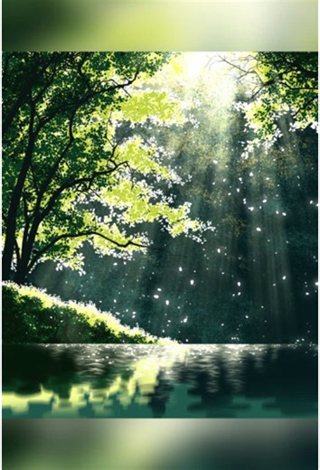 [Tree by Lake in Light] Hey,look at this beautiful scenery.Let those who like this painting try to draw it together.#procreate #procreatetutorial #procreatebrushes #procreateart #applepencil