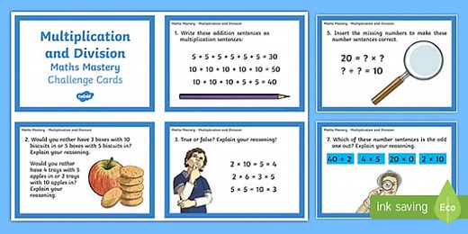 Year 2 Multiplication and Division Maths Challenge Cards