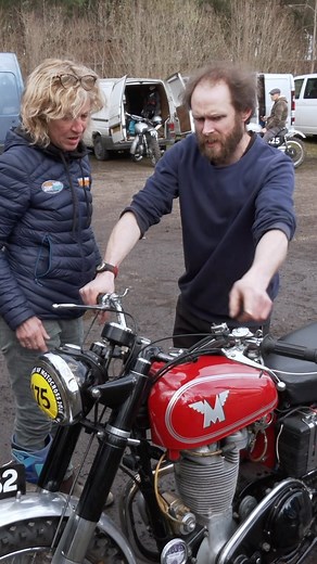 The Good Times Motorbike Channel | Adrian Soanes helps Patsy Quick start Matchless scrambler. - @desertrose.racing.academy Location is the Scramble 100 event which... | Instagram