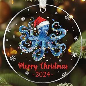 Acrylic Octopus Ornament for Christmas Tree - Octopus Gifts for Lovers - Themed Christmas Ornament 2024