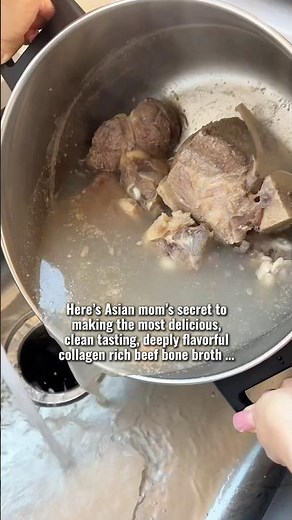 The secret is…blanching the beef bones first and discarding that scummy water! #bonebroth #collagen