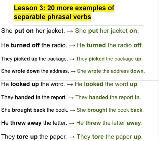 9.2K views · 155 reactions | Lesson 3: 20 more examples of separable phrasal verbs | Empowering English Learning | Facebook