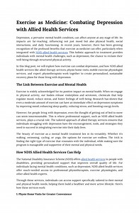 Exercise as Medicine: Combating Depression with Allied Health Services - SlideServe