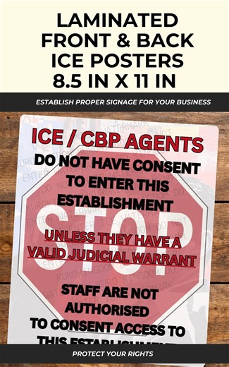 No ICE Laminated Posters Set 6 Signs, Bilingual Front & Back 5mm High Grade Lamination Store Signage English/spanish Standard Print Size - Etsy