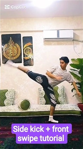 Side kick + front swipe kick tutorial short video // trickster obaid