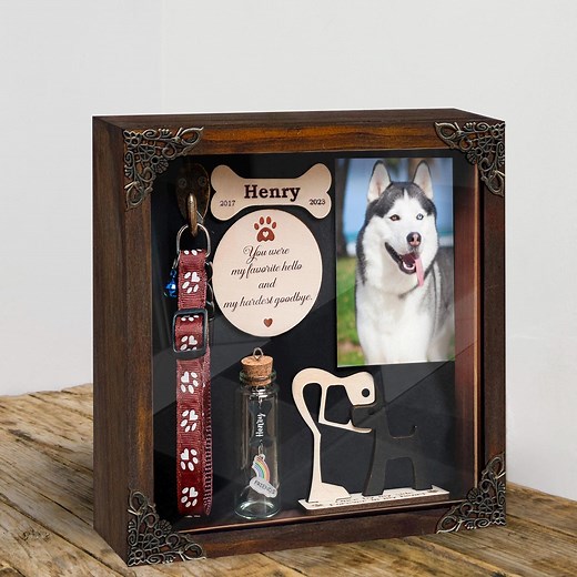Husky Dog Memorial Keepsake Shadow Box, Dog Cat Lover Gift Collar Holder Furjar, You Were My Favorite Hello Dog Memories Picture Frame - Etsy