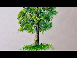 How to Paint a Simple Tree in Real Time | Easy Acrylic Tutorial for Beginners
