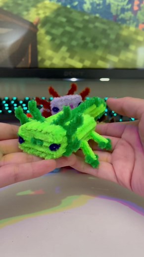 Little pipe cleaner axolotls I made #minecraft #minecraftaxolotl #minecraftaxolotls #pipecleanerart #fuzzyfrenchfry