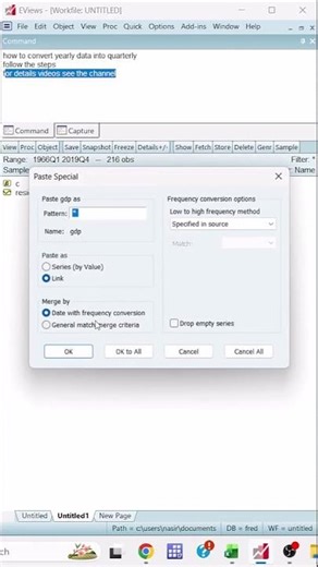 Converting yearly data into Quarterly | Eviews | Quarterly | Yearly |